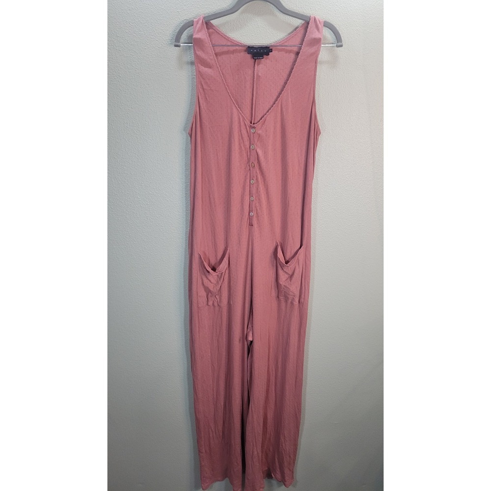 Hatch Pink Sleeveless Pointelle Jumpsuit Romper with Front Buttons